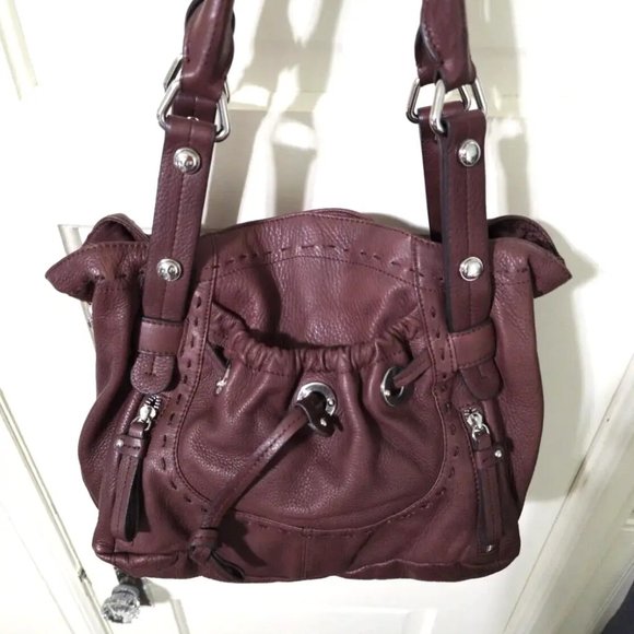 NEW B Makowsky Western Brown 100% Leather Shoulder Bag Purse Magnet Zip Close - Picture 9 of 13